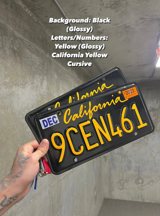 California License Plate Wrap Kit DIY Black And Yellow 1960